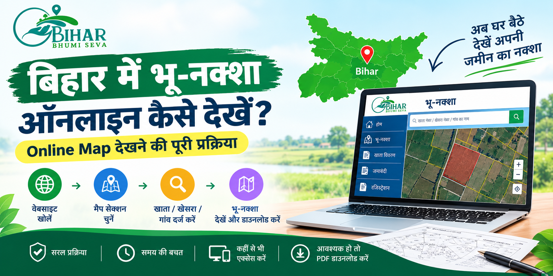 Process to View Online Map in Bihar - बिहार में भूमि का नक्शा ऑनलाइन कैसे देखें?